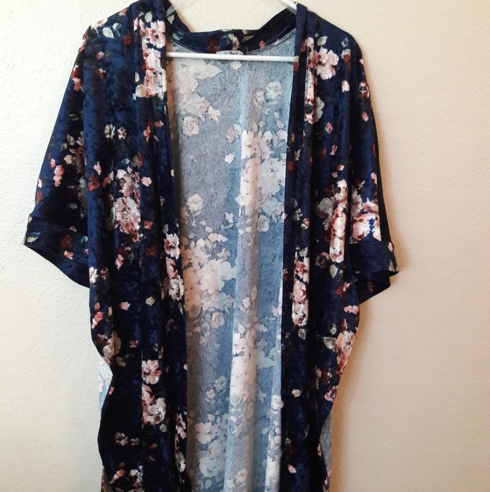 Velvet floral cardigan